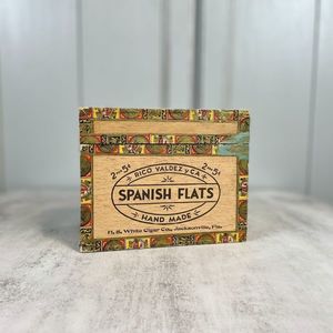 Vintage Wood Spanish Flats H.S. White Cigar Co Jacksonville FL Cigar Box Antique